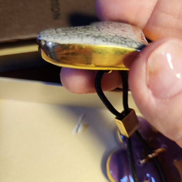 Rare Auth LOUIS VUITTON Stephen Sprouse White Stone Enamel Heart Floral Hair Tie - Picture 5 of 8